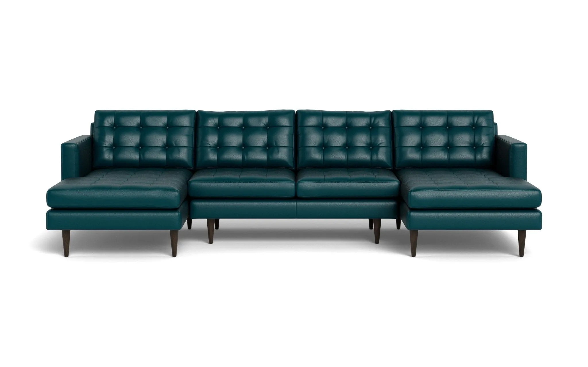 Wallace 126" Leather Double Chaise U Sectional