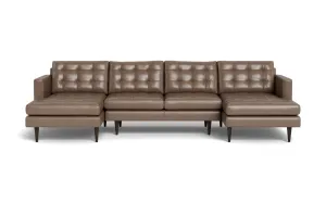 Wallace 126" Leather Double Chaise U Sectional
