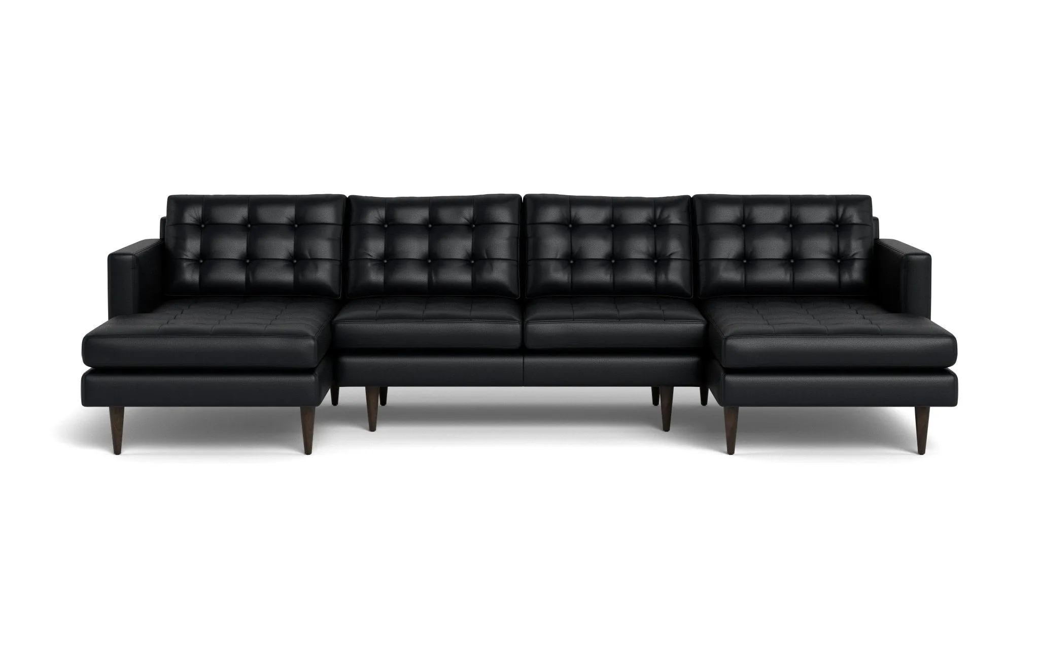 Wallace 126" Leather Double Chaise U Sectional