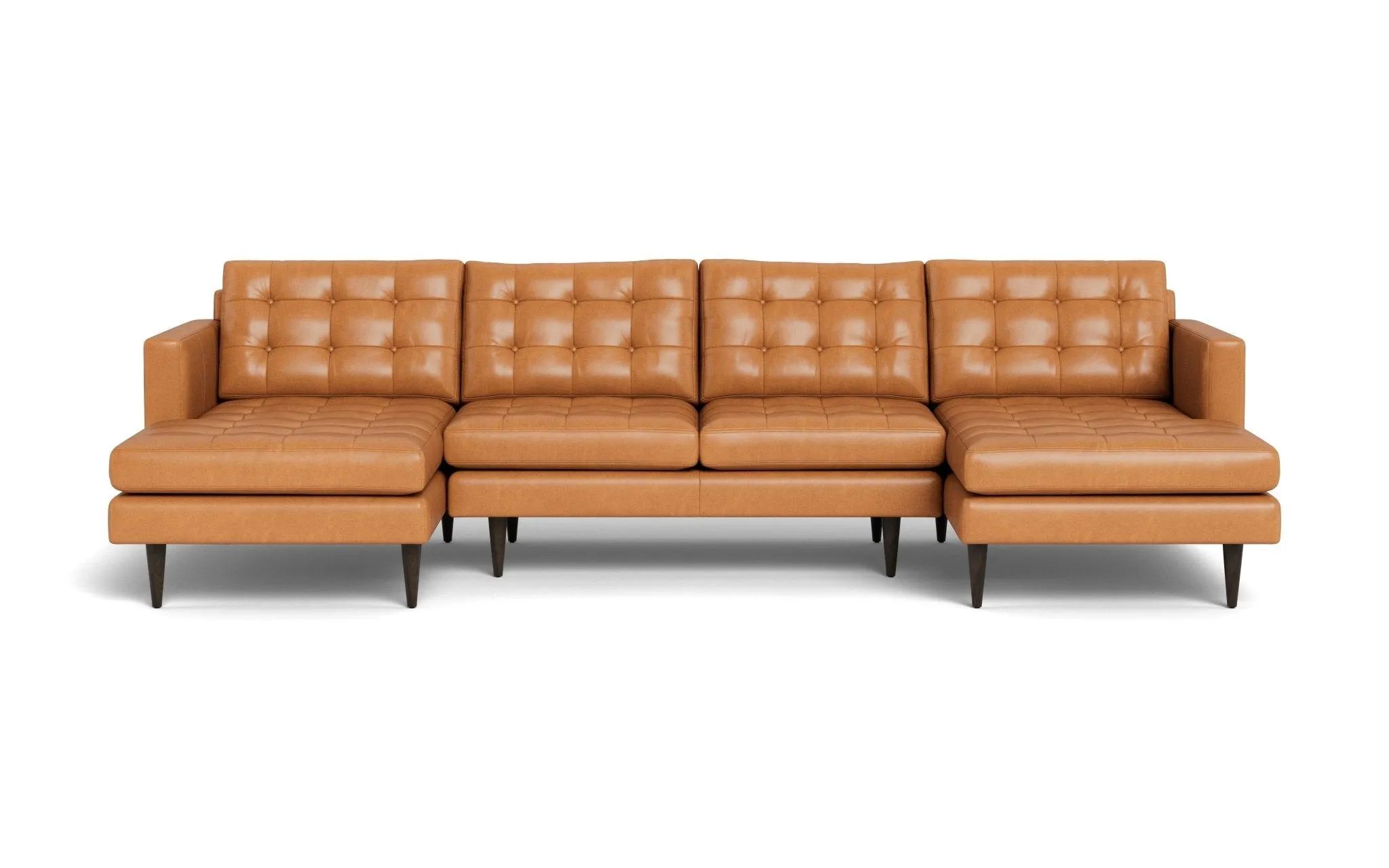 Wallace 126" Leather Double Chaise U Sectional