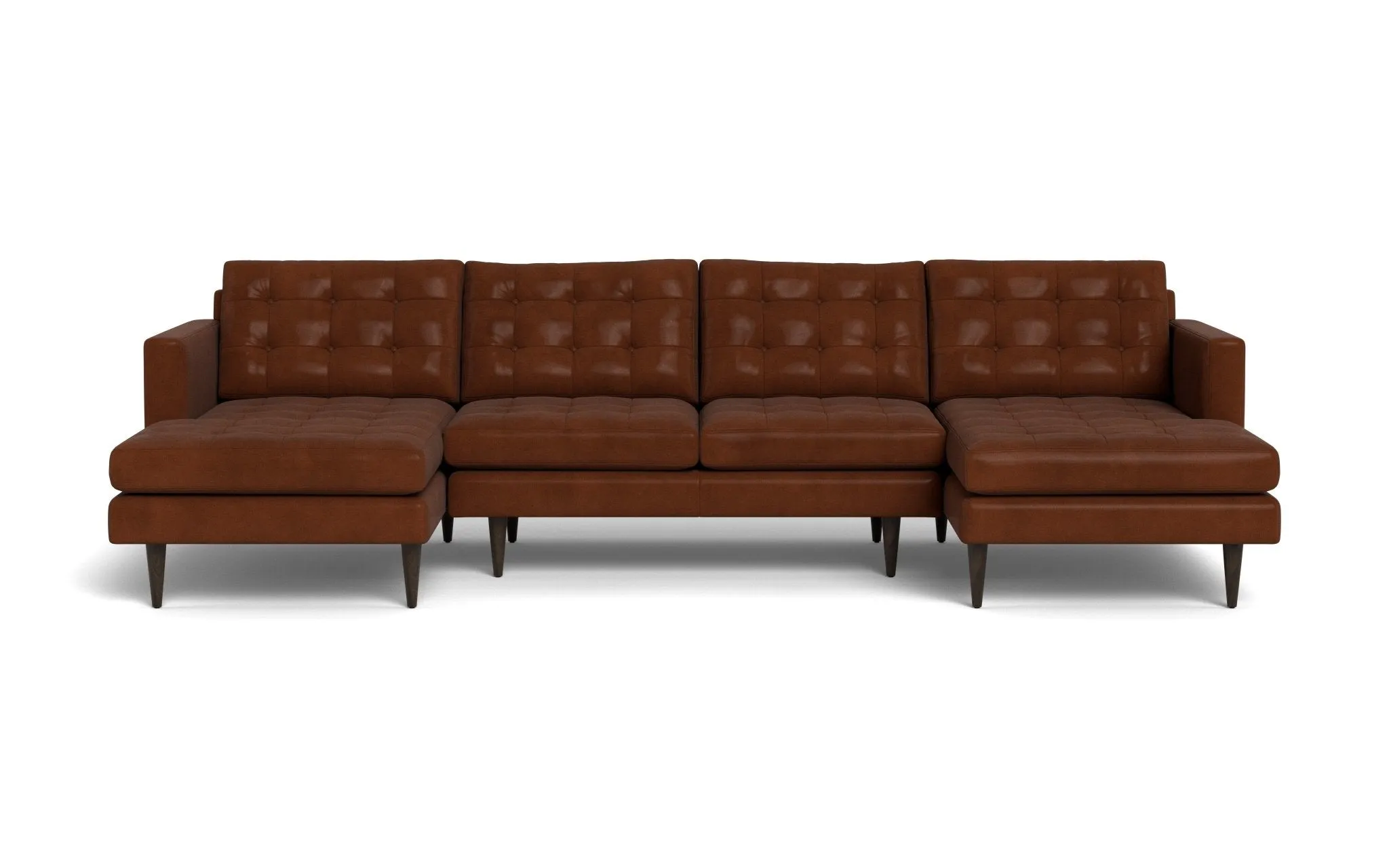Wallace 126" Leather Double Chaise U Sectional