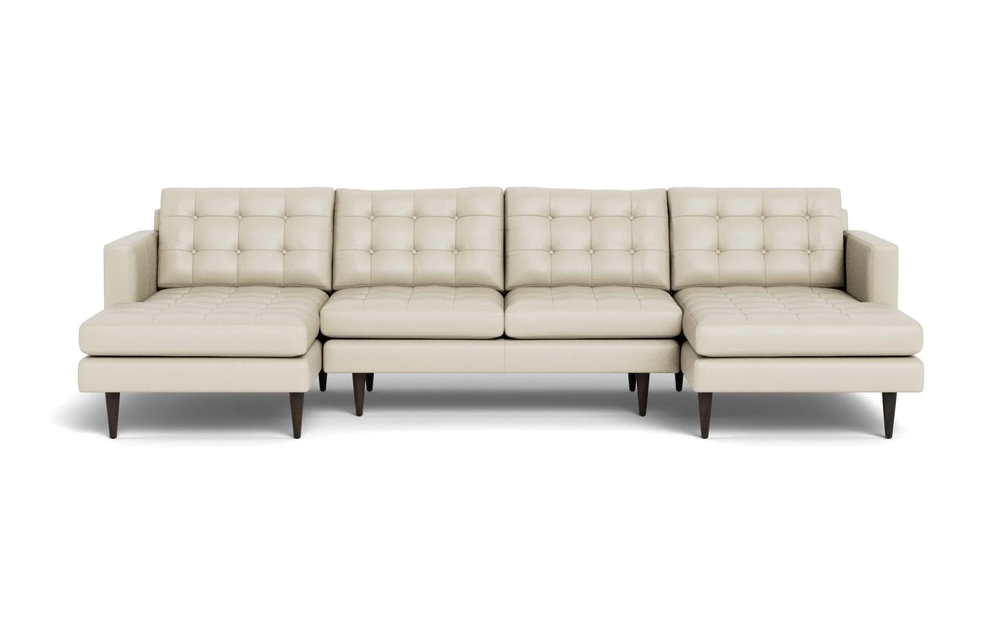 Wallace 126" Leather Double Chaise U Sectional