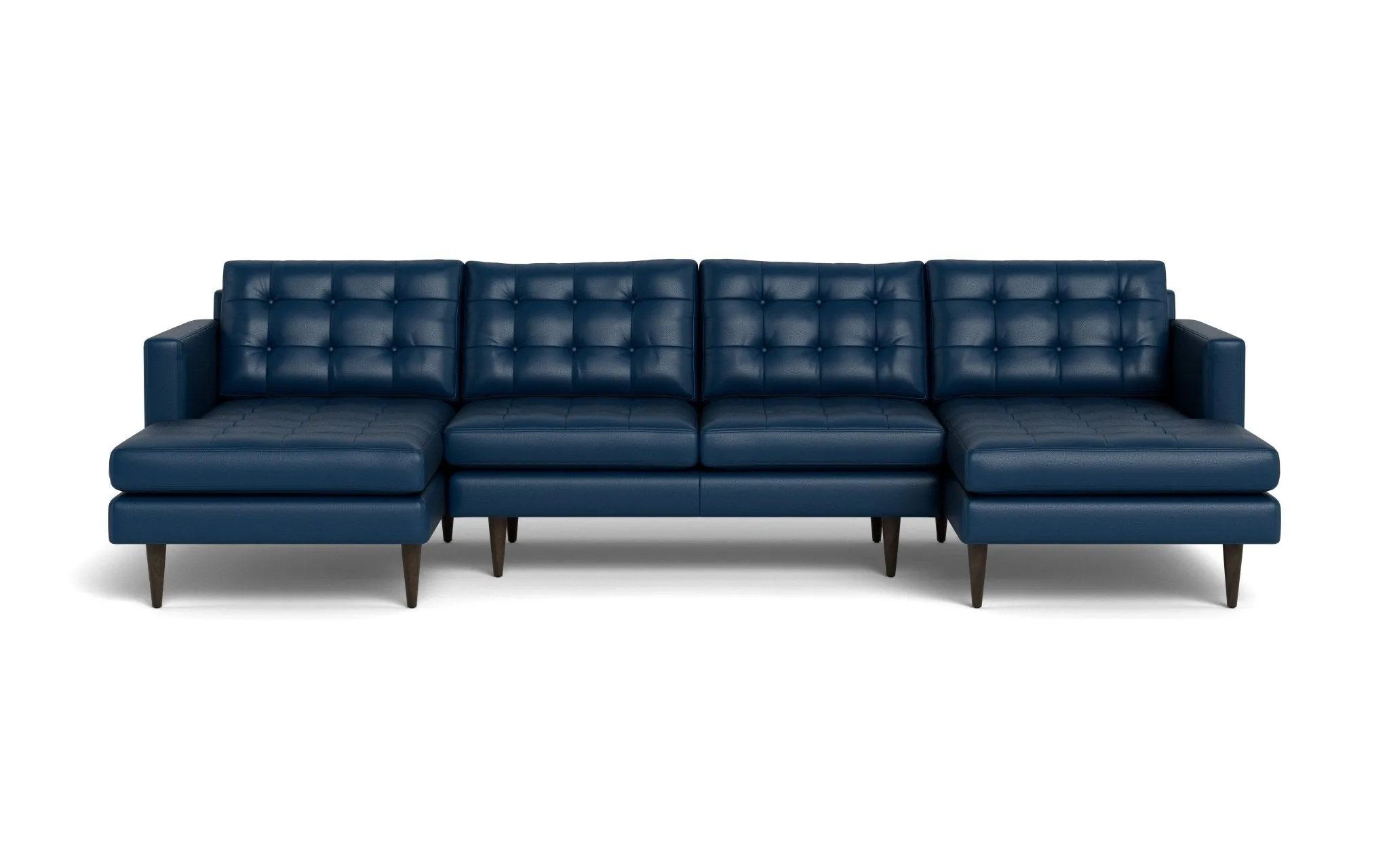 Wallace 126" Leather Double Chaise U Sectional