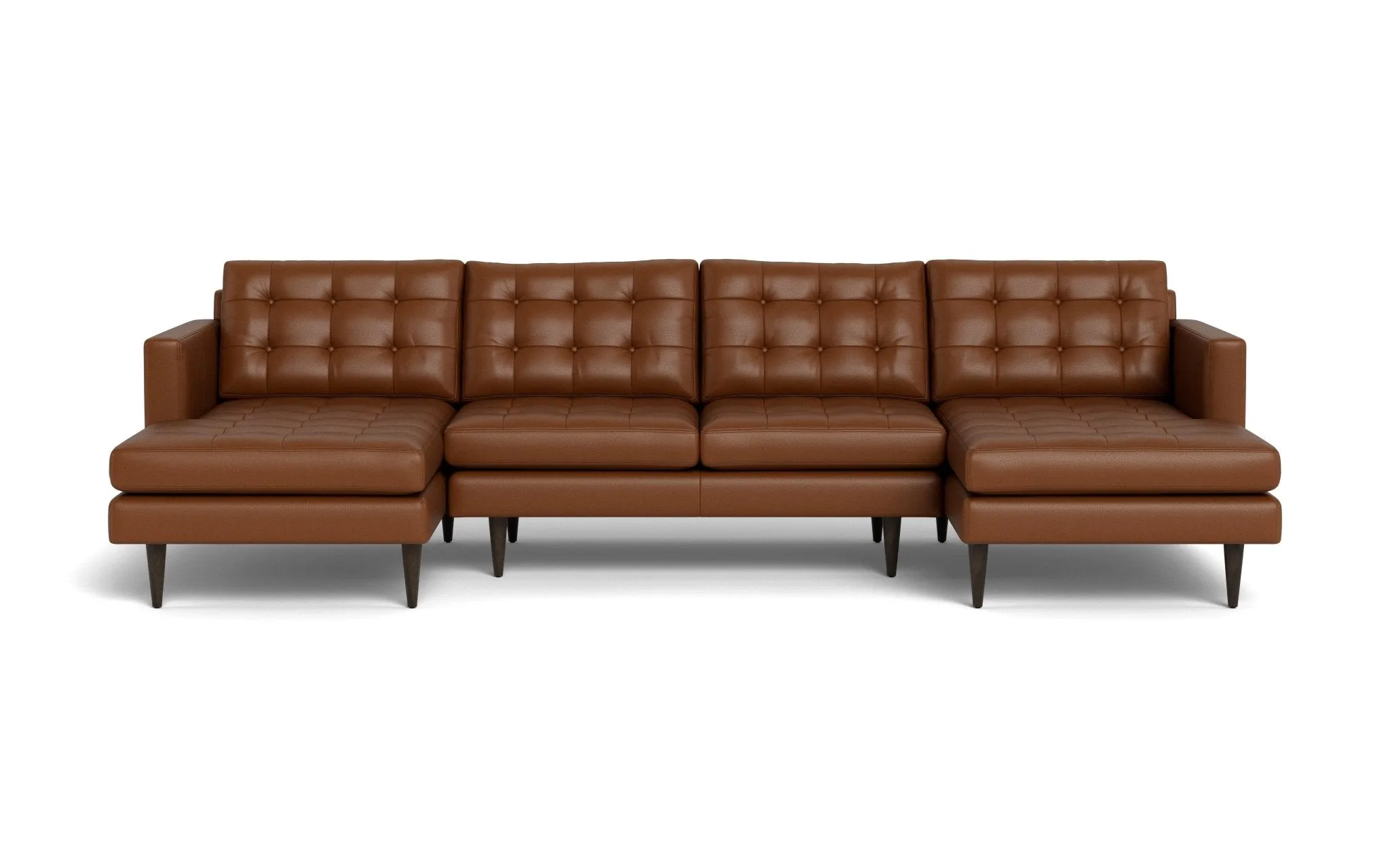 Wallace 126" Leather Double Chaise U Sectional