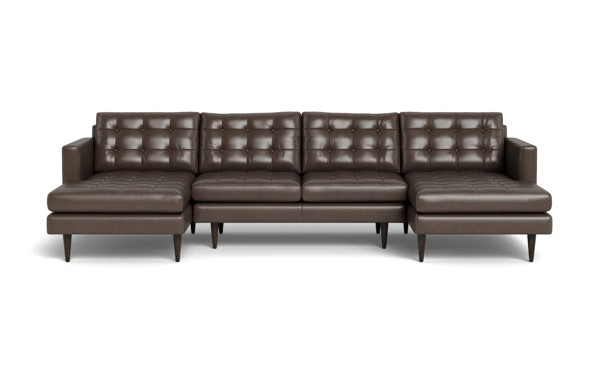 Wallace 126" Leather Double Chaise U Sectional