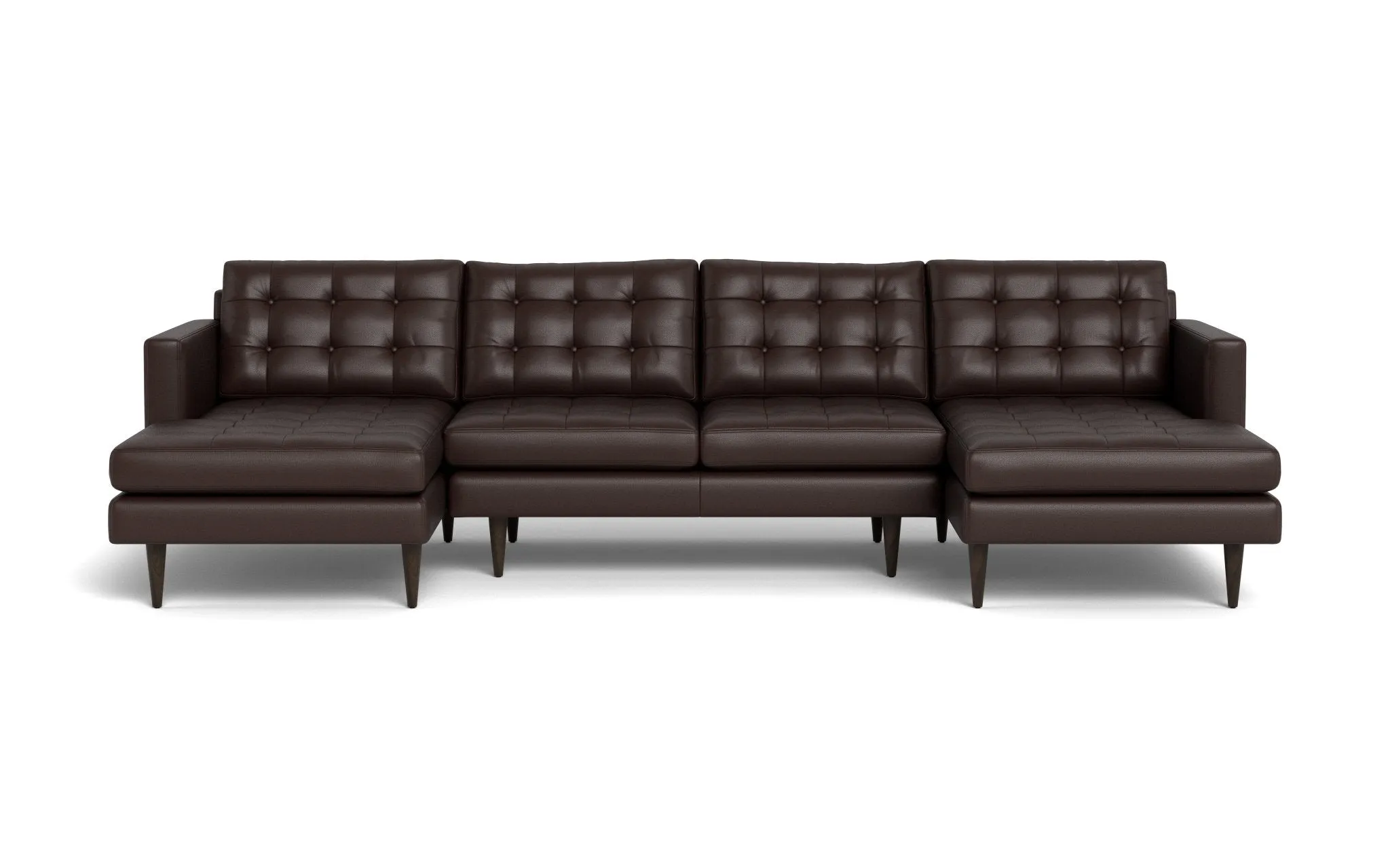 Wallace 126" Leather Double Chaise U Sectional