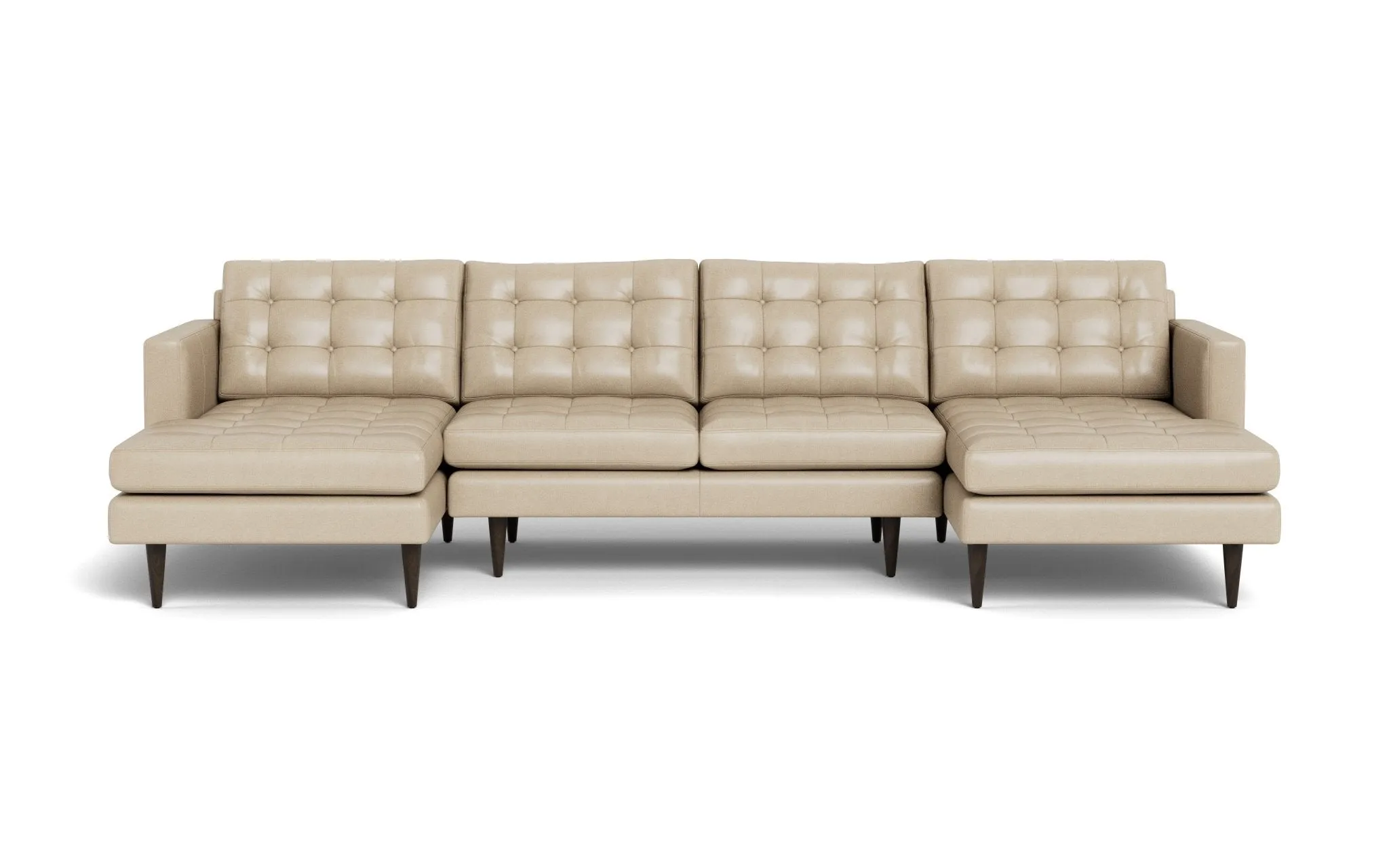 Wallace 126" Leather Double Chaise U Sectional