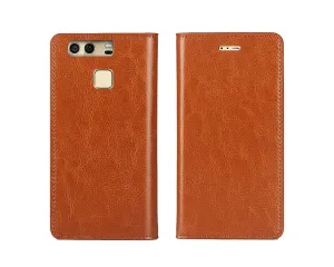 Wallet Series Huawei P9 Genuine Leather Case - Brown