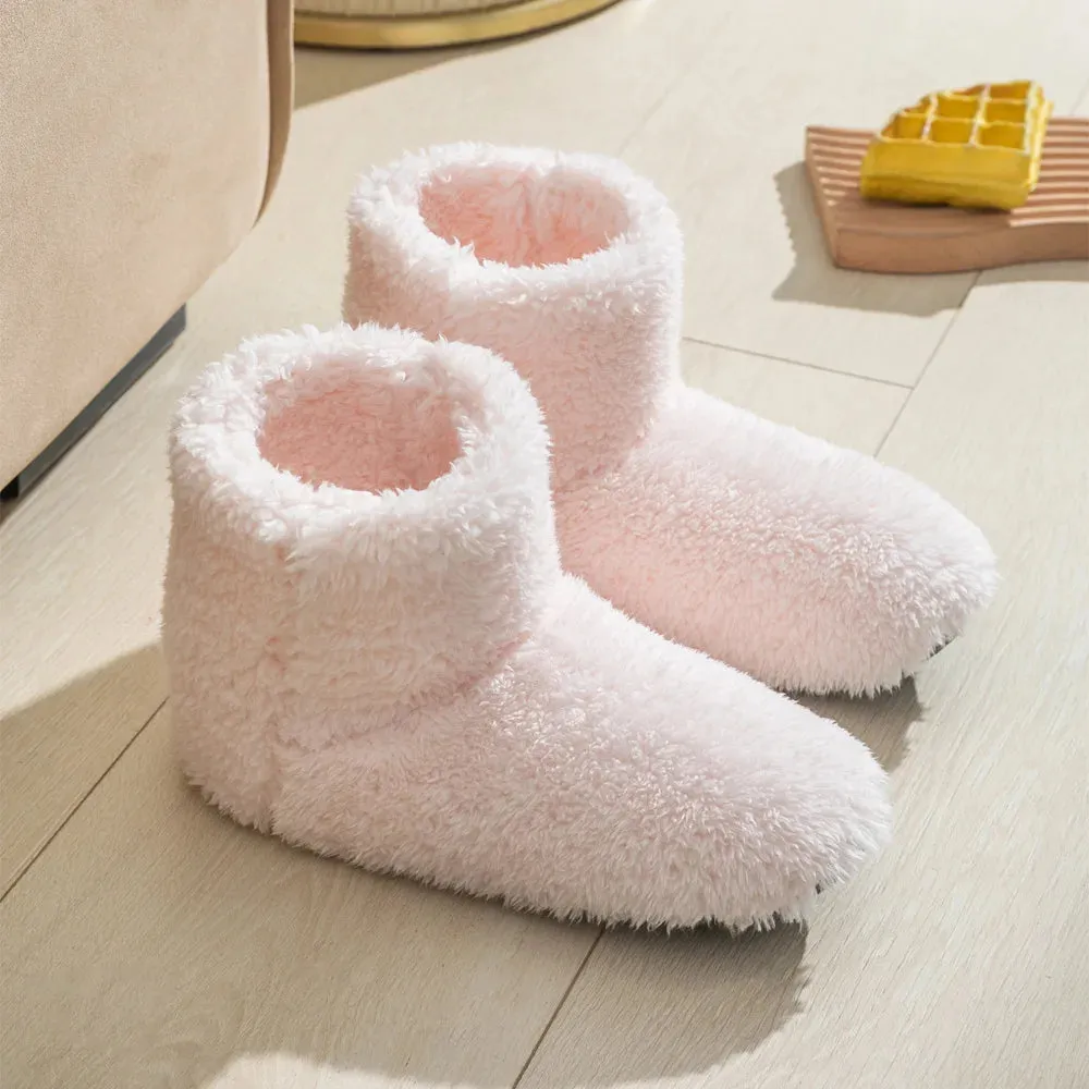 Warm Faux Fur Slippers Women Men Winter Shoes Indoor Home Soft Plush Footwear Solid Color Girls Boys House Floor Fluffy Boots