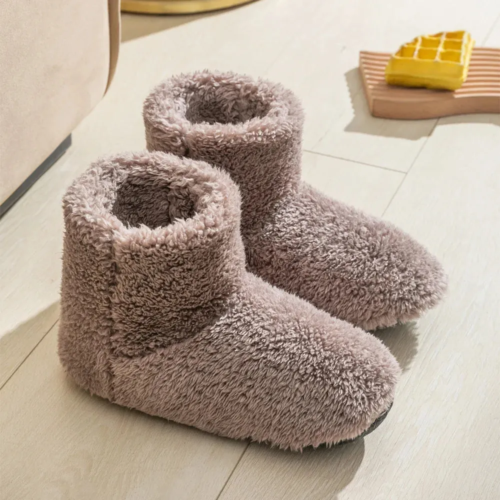 Warm Faux Fur Slippers Women Men Winter Shoes Indoor Home Soft Plush Footwear Solid Color Girls Boys House Floor Fluffy Boots
