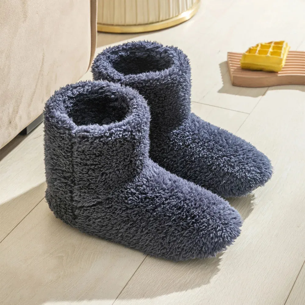 Warm Faux Fur Slippers Women Men Winter Shoes Indoor Home Soft Plush Footwear Solid Color Girls Boys House Floor Fluffy Boots