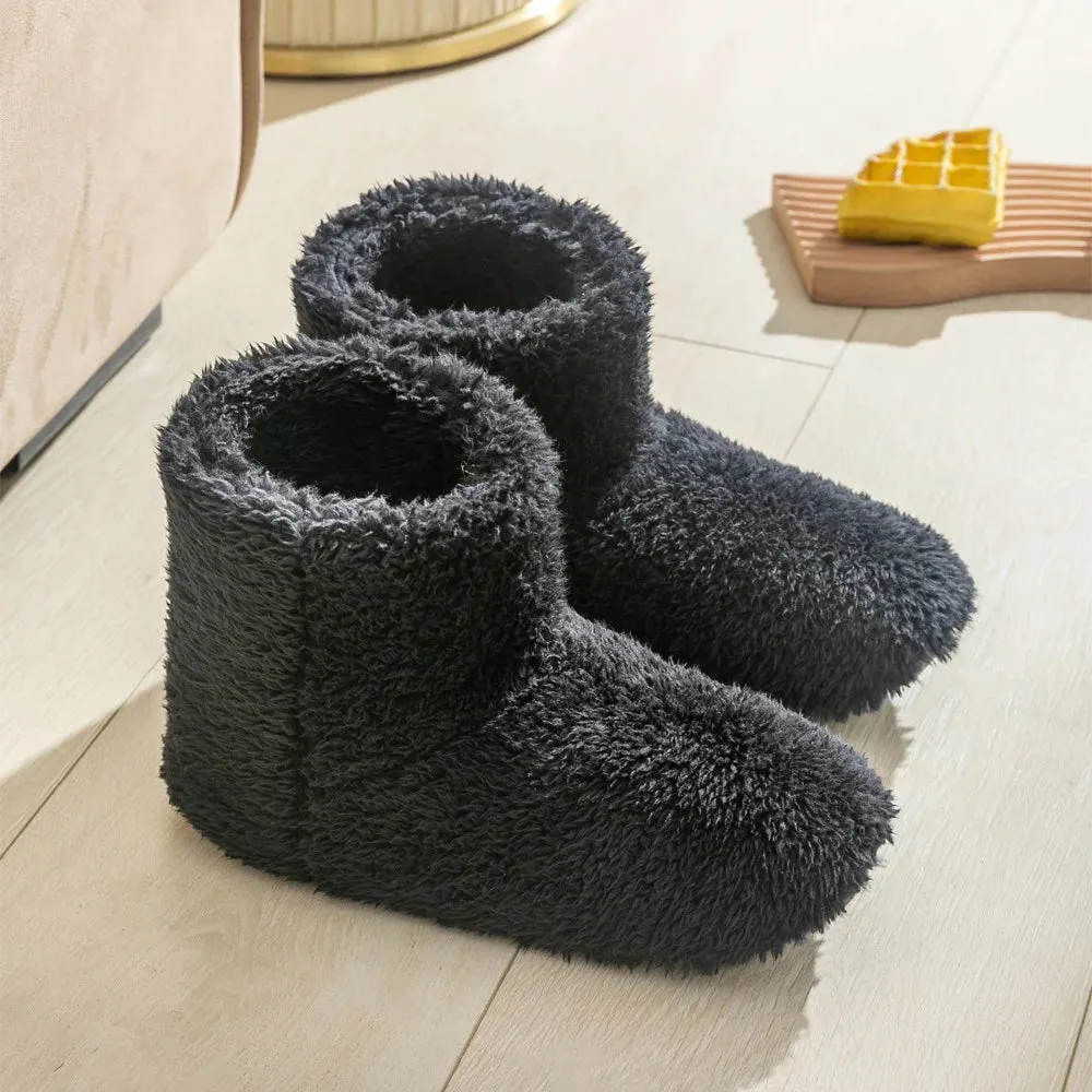 Warm Faux Fur Slippers Women Men Winter Shoes Indoor Home Soft Plush Footwear Solid Color Girls Boys House Floor Fluffy Boots