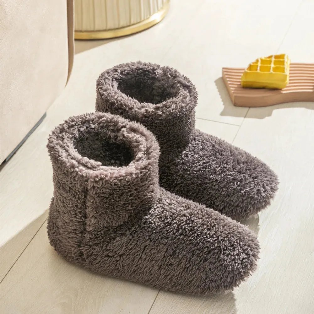 Warm Faux Fur Slippers Women Men Winter Shoes Indoor Home Soft Plush Footwear Solid Color Girls Boys House Floor Fluffy Boots