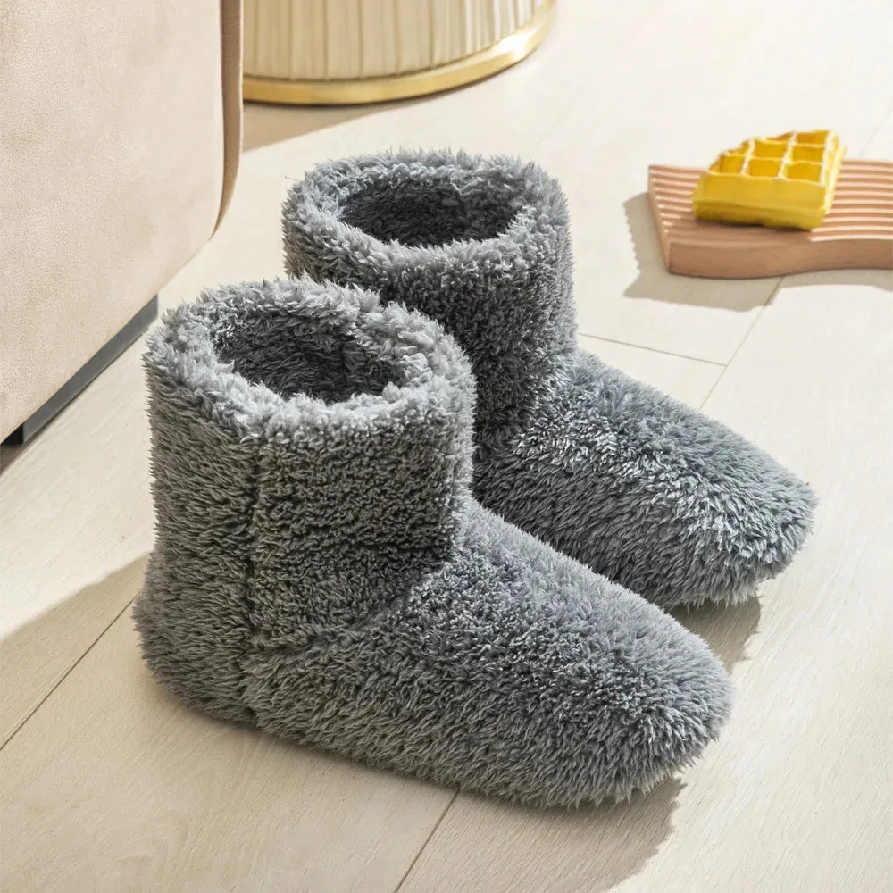 Warm Faux Fur Slippers Women Men Winter Shoes Indoor Home Soft Plush Footwear Solid Color Girls Boys House Floor Fluffy Boots
