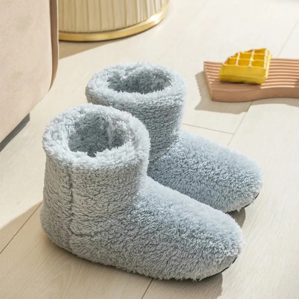 Warm Faux Fur Slippers Women Men Winter Shoes Indoor Home Soft Plush Footwear Solid Color Girls Boys House Floor Fluffy Boots