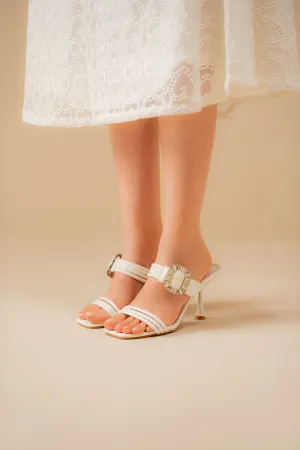 White Jewel Heel Shoes