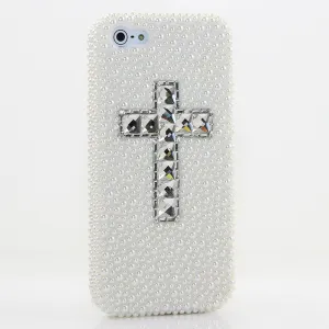 White Pearls with clear Cross Design (style 902)