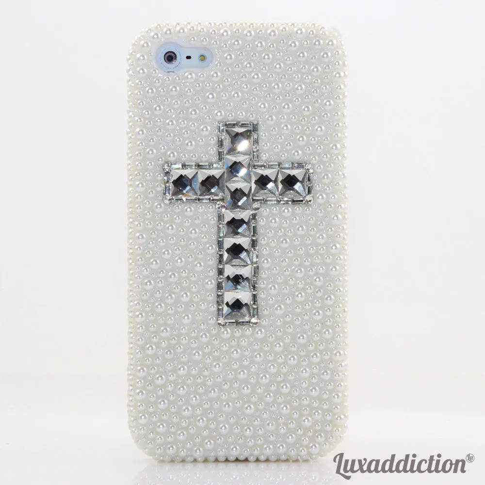 White Pearls with clear Cross Design (style 902)