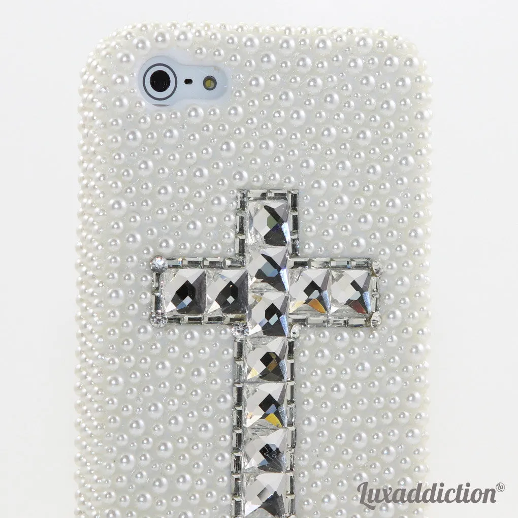 White Pearls with clear Cross Design (style 902)