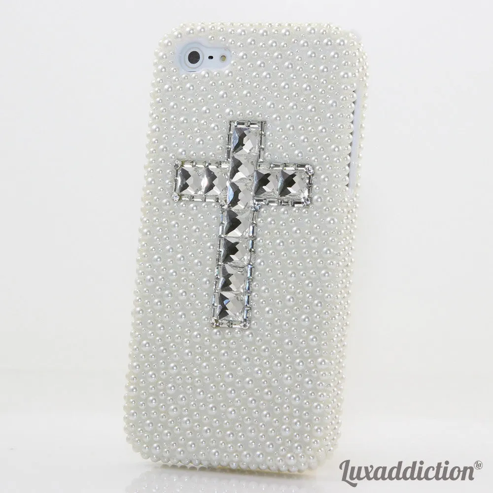 White Pearls with clear Cross Design (style 902)