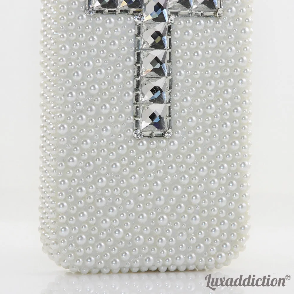 White Pearls with clear Cross Design (style 902)