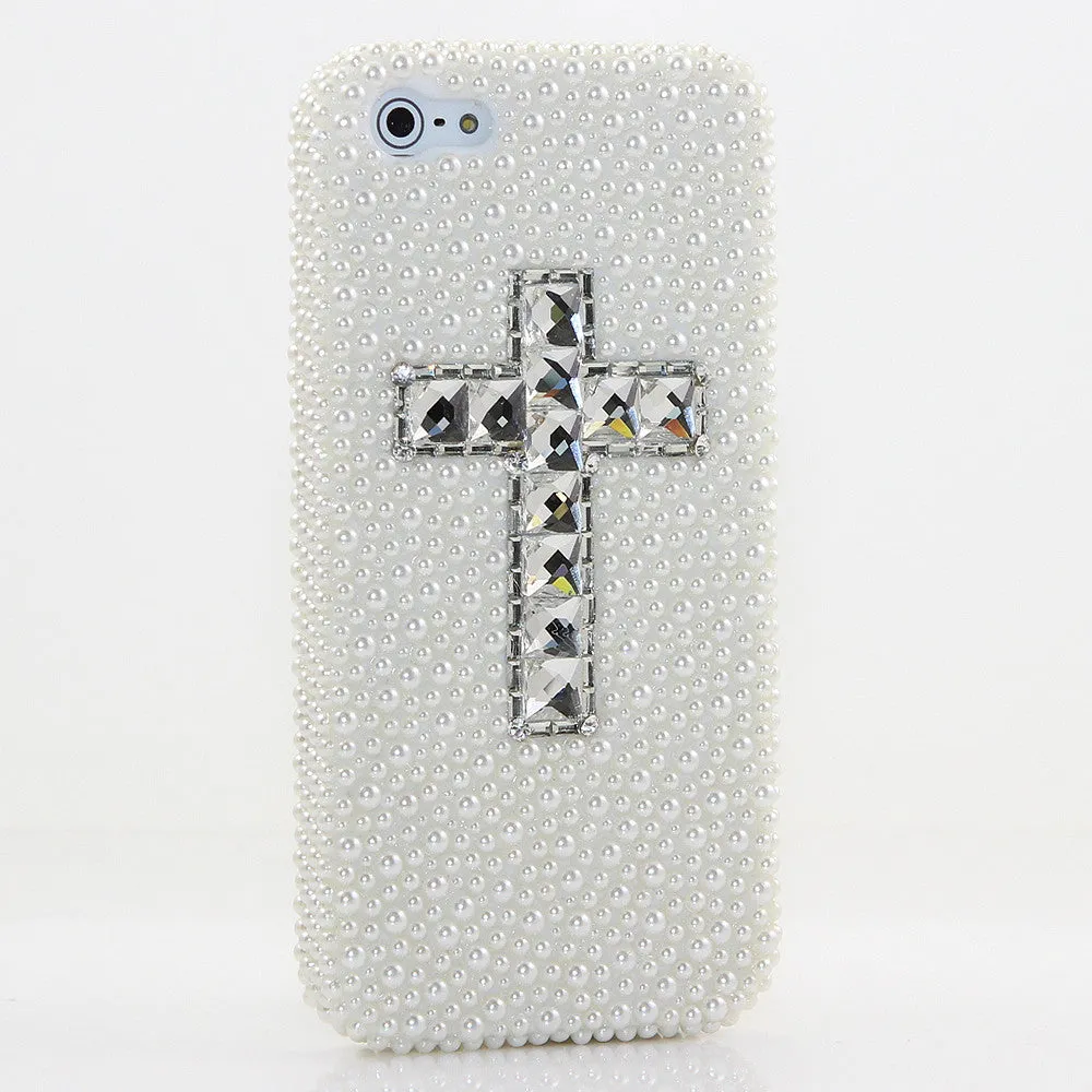 White Pearls with clear Cross Design (style 902)