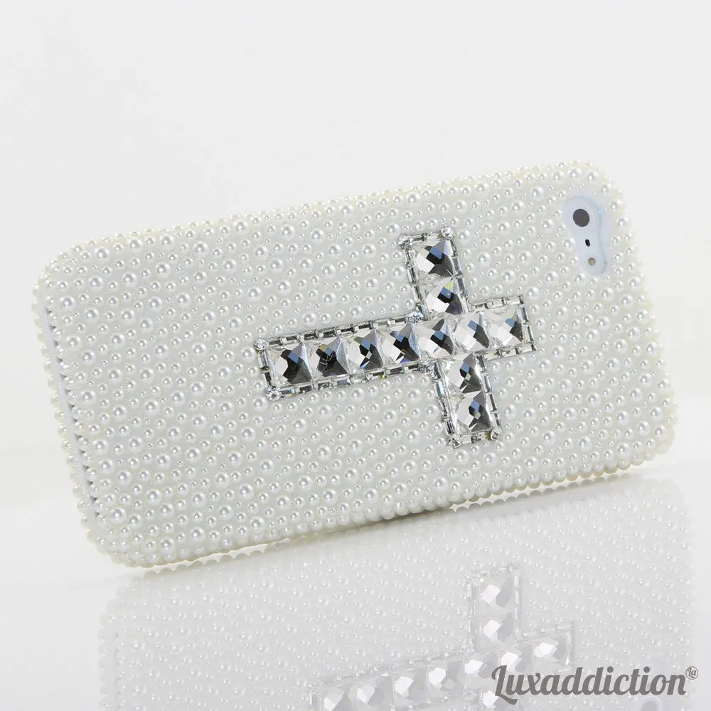 White Pearls with clear Cross Design (style 902)