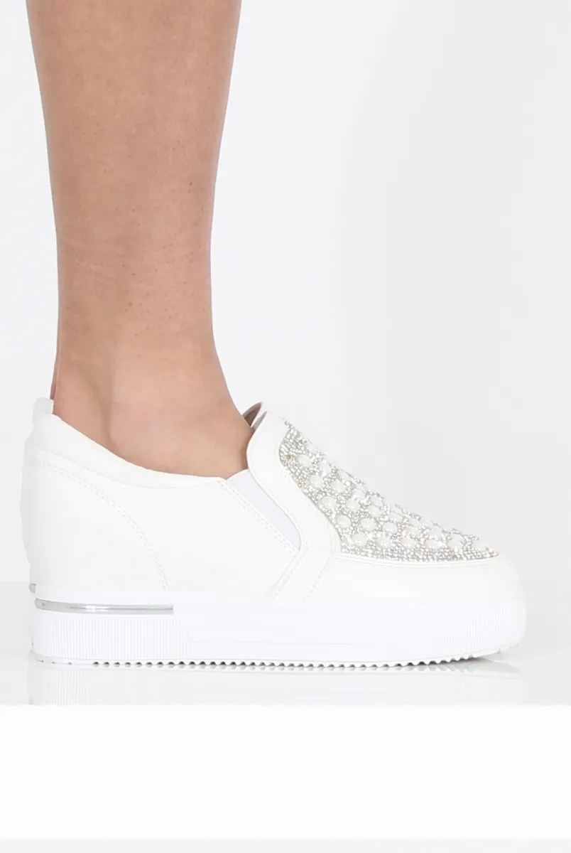 White Sparkle Wedged Skaters - Dara