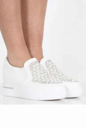 White Sparkle Wedged Skaters - Dara
