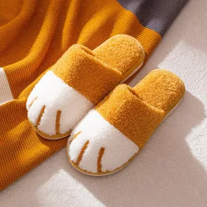 Winter Indoor Cute Cartoon Cat Paw Slippers