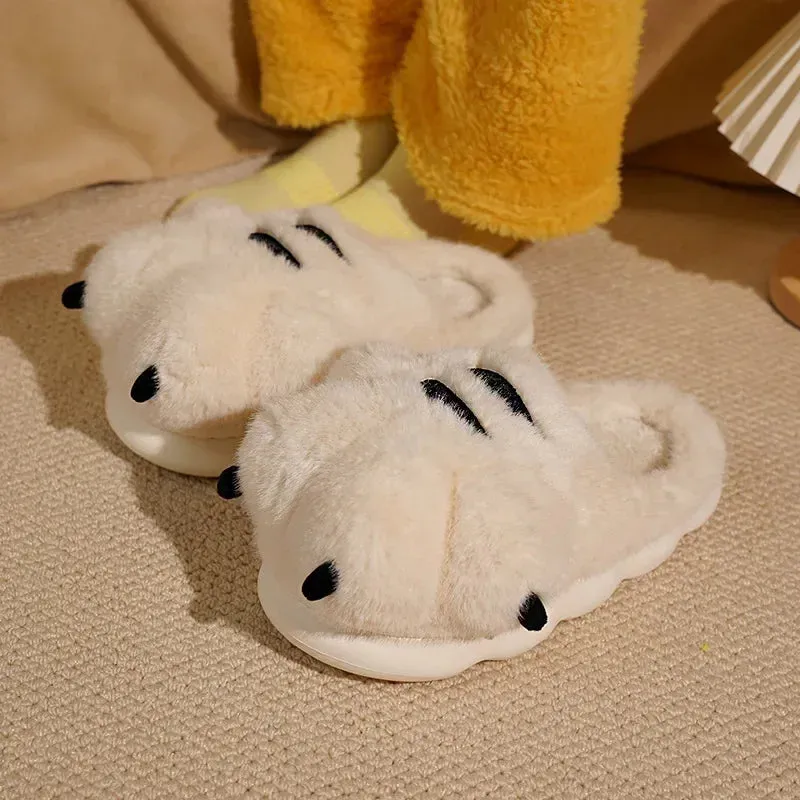 Women Shoes Plush Cotton Slippers 2025 Winter Cute Cartoon Indoor Anti Slip Couple Warm Comfortable Men Slippers Chanclas Mujer