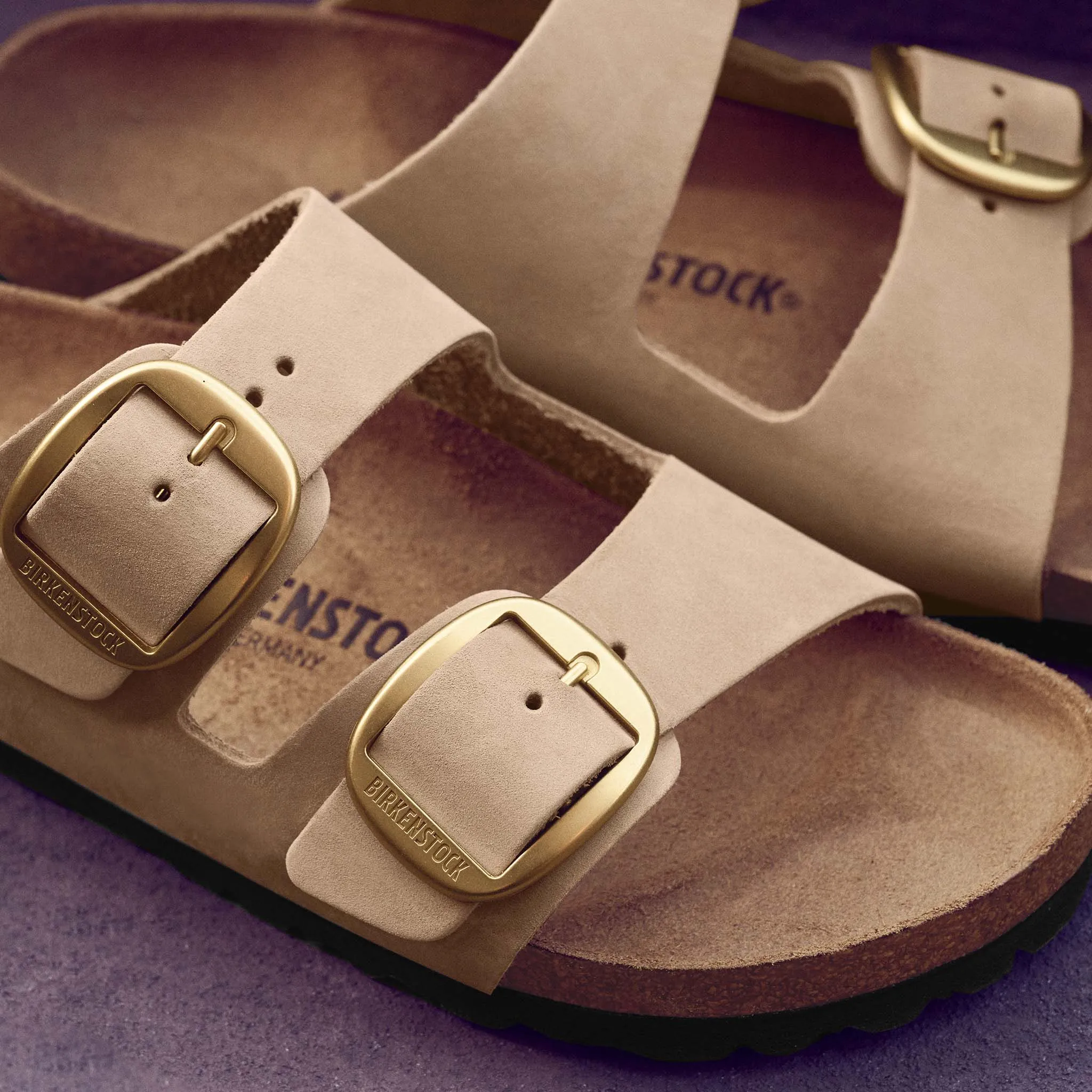 Women's Arizona Leather Big Buckle Sandals in Sandcastle