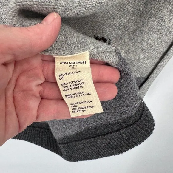 Woolrich Full Zip Sweater Vest Womens Large Gray 100% Lambswool Sheep