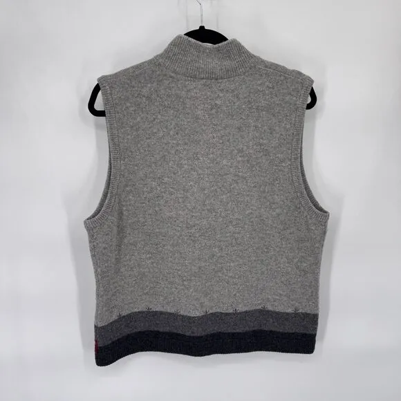 Woolrich Full Zip Sweater Vest Womens Large Gray 100% Lambswool Sheep