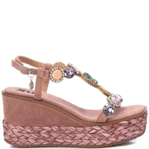 XTI Nude Jewelled Wedge Sandals