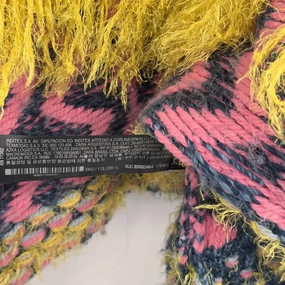 Zara Knit Colorful  Fringed Sweater Multicolor Womens Size Large