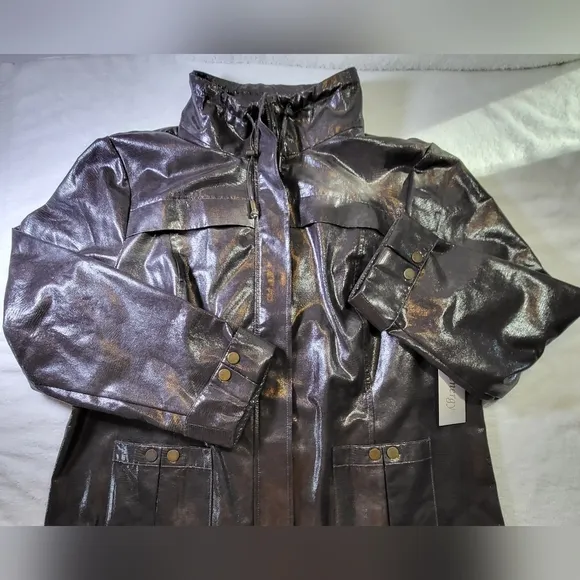 ZENERGY by CHICO'S Dark Brown Smooth Reptile Jacket - Size 3 or Size XL