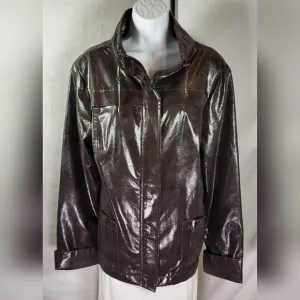 ZENERGY by CHICO'S Dark Brown Smooth Reptile Jacket - Size 3 or Size XL