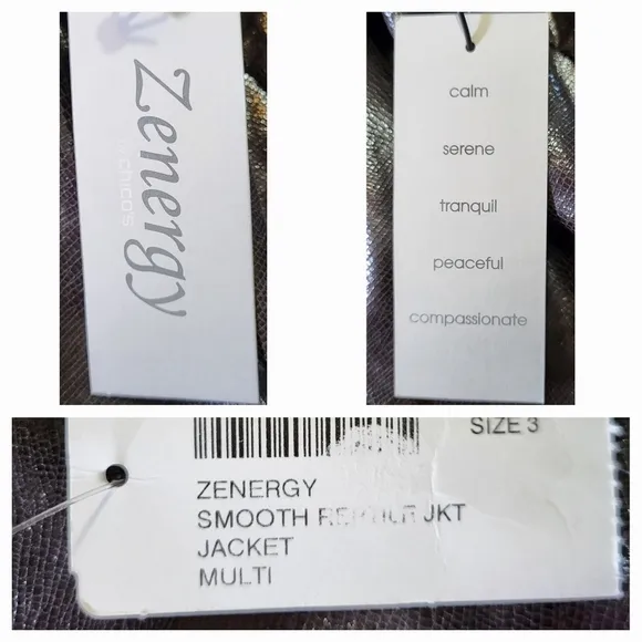 ZENERGY by CHICO'S Dark Brown Smooth Reptile Jacket - Size 3 or Size XL