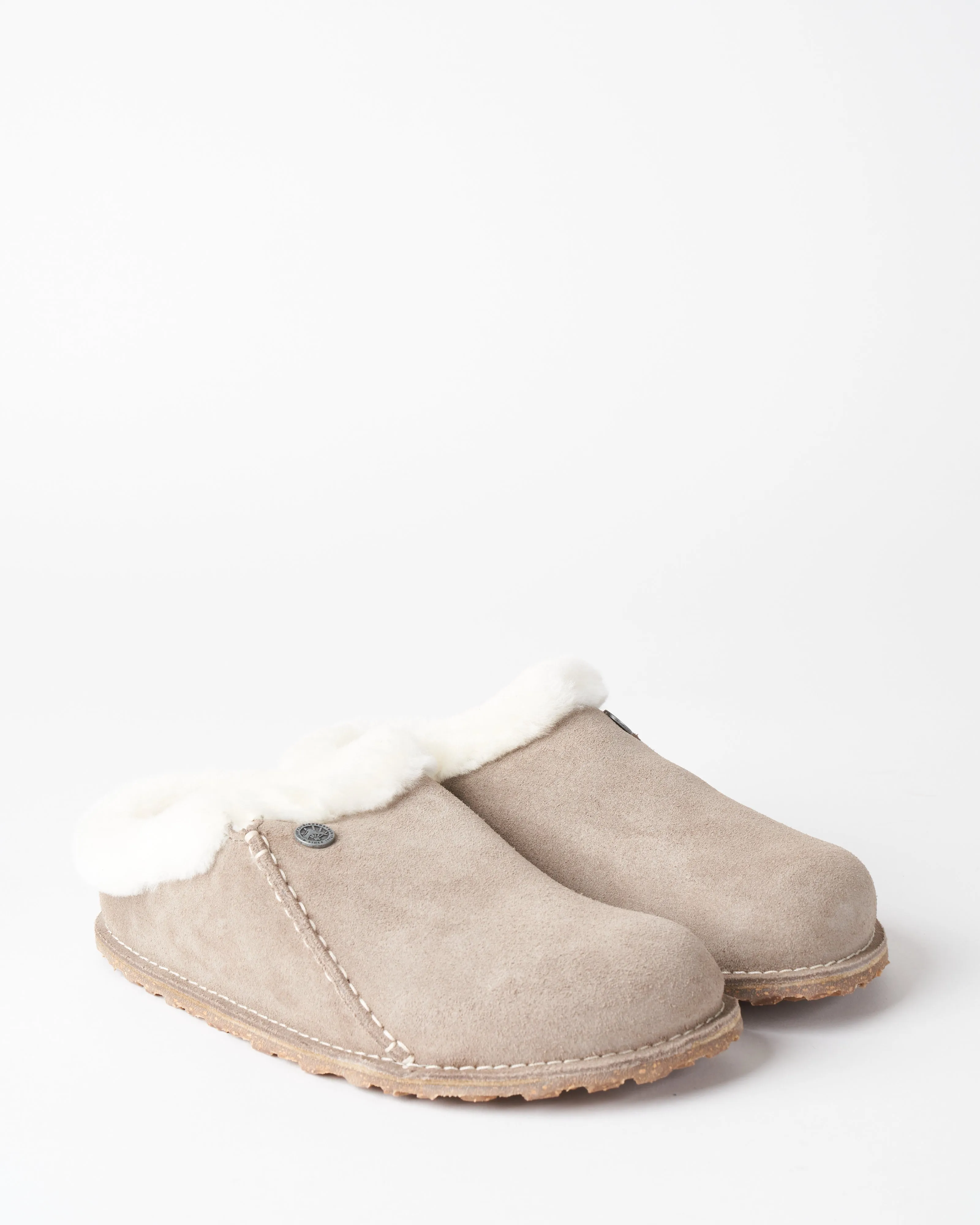 zermatt slipper w/shearling - stone coin suede/natural shearling