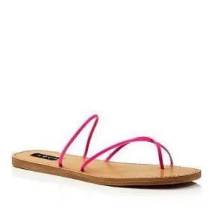 Zeus Leather Open Toe Strappy Sandals Pink Neon