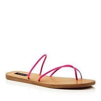 Zeus Leather Open Toe Strappy Sandals Pink Neon